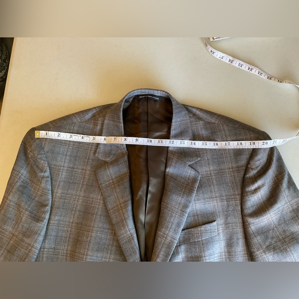 Coppley Men’s 48R Gray Plaid Blazer – Reda 1865 Super 130’s Wool Sport Coat - Picture 7 of 11